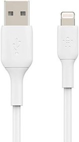 Resim Belkin Örgülü Lightning Kablosu (iPhone, iPad, AirPod'lar için Boost Charge Lightning - USB Kablosu) MFi Sertifikalı iPhone Şarj Kablosu, Örgülü Lightning Kablosu (2 m, Beyaz) 
