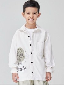 Resim Jack Lions Erkek Çocuk Denim Baskılı Gömlek Ceket-14019 KREM 