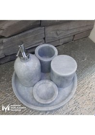 Resim Gri Mermer 5 Parça Banyo Seti Gri 
