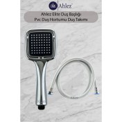 Resim Ahlez Elite Kare Duş Başlığı + Pvc Duş Hortumu Duş Takımı Duş Seti 