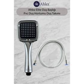 Resim Ahlez Elite Kare Duş Başlığı + Pvc Duş Hortumu Duş Takımı Duş Seti 