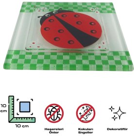 Resim Hellove Cam Banyo Gider Kapak Süsü 2 Adet Cam Gider Kapağı 10X10 cm Uğur Böceği 
