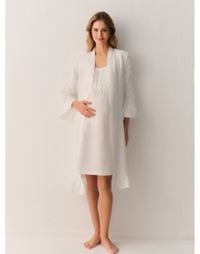 Resim Suwen Angel Pamuklu Hamile Lohusa Sabahlık Sh26508615l036 Ekru 