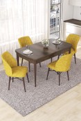 Resim Canisa Concept Nef Serisi 70x114 Açılabilir Mdf Barok Ahşap Desen Masa Takımı Ve 4 Hardal Sandalye 