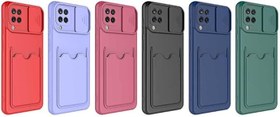 Resim Aksesuarcim Samsung Galaxy A02S ile Uyumlu Silikon Kılıf Mat Renkli Kart Bölmeli Cüzdanlı Kamera Lens Korumalı Kapak Kartix Koyu Mor 