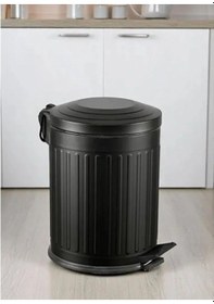 Resim Vintage 12 Lt Yavaş Kapanır Kapaklı Ofis Mutfak Banyo Balkon Çöp Kovası Siyah Siyah 