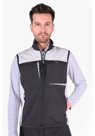 Resim İş Yeleği Softshell Reflektörlü Siyah - Açık Gri 
