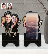 Resim Bk Gift Kişiye Özel Sevgililer Karikatürlü Ahşap Biblo Telefon Standı-18 
