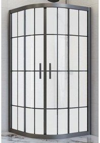 Resim Durul Duşakabin Oval Siyah Çizgi Buzlu 5mm Yükseklik 190 Cm Siyah 