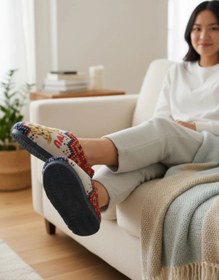 Resim Gezer Yumuşak Kaymaz Taban Motifli Köpek Figürlü Ev Terlik 