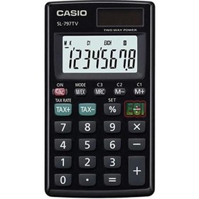 Resim Casio SL-797TV-BK 8 Hane Siyah Cep Tipi Hesap Makinesi 