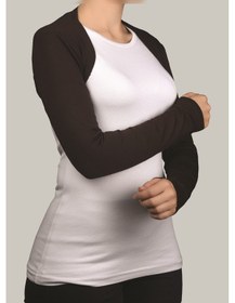 Resim Altobeh Uzun Kollu Kadın Tesettür İçe Giyilen Bolero - Koyu Kahverengi Çok Renkli 