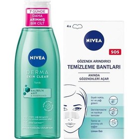 Resim Karşıtı Derma Skin Clear Arındırıcı Tonik 200ml Ve T-bölgesi Siyah Nokta Temizleyici Bant Açık Beyaz 