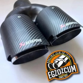 Resim Egzozcum 76 mm Çiftli Sağ Içi Krom Karbon Kaplama Egzoz Eksoz Ucu - - 