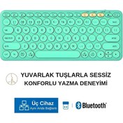Resim HP K231 Kablosuz 2.4ghz & Bluetooth V5.0 Şarj Edilebilir Sessiz Q Klavye Mavi (Ramwhite Garantili) 