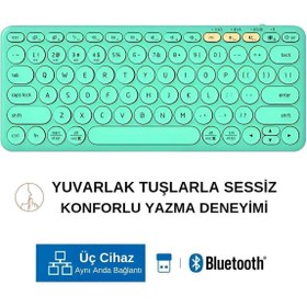 Resim HP K231 Kablosuz 2.4ghz & Bluetooth V5.0 Şarj Edilebilir Sessiz Q Klavye Mavi (Ramwhite Garantili) 