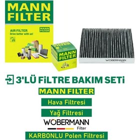 Resim Wöbermann+Mann Honda Civic 1.6 FB7 Filtre Bakım Seti 2012-2016 3K 