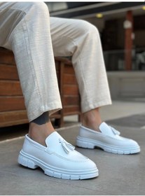 Resim Ba0240 Yüksek Taban Klasik Parlak Püsküllü Beyaz Erkek Ayakkabı Çok Renkli 