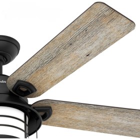 Resim HUNTER FAN Santorini Doğal Demir - 132 cm . Aydınlatmalı Nemli Mekan Tavan Vantilatörü 