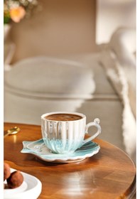 Resim Emsan İstiridye 2 Kişilik Porselen Kahve Fincanı Takımı Mavi 90 Mavi 