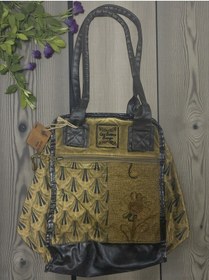 Resim Kaliteli Eskitme Organik Vintage Salaş Desenli Günlük Gezi Seyahat Plaj Kadın Omuz El Çantası M Siyah Camel 