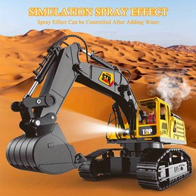 Resim Uzaktan kumandalı ekskavatör kamyonet oyuncak, 1:14 RC inşaat traktörü, duman simülasyonu, sesli ve aydınlatmalı, metal kazıcı başlık, arkadaşlar için Noel, Cadılar Bayramı ve doğum günü hediyesi 