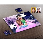 Resim Kişiye Özel Anne Kız Karikatürlü Ahşap Puzzle-3 