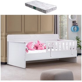 Resim Karyola, Flora Montessori Karyola - Beyaz + 1 Adet Comfort Yatak 