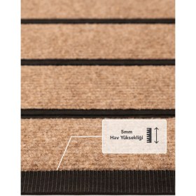 Resim PS018A Kaymaz Taban Bej Desenli Nem Alıcı Toz Alıcı Kapı Önü Paspası Uv Dayanıklı 45X70 