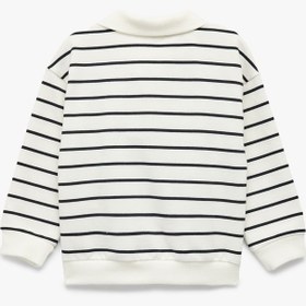 Resim Erkek Bebek Şardonlu Uzun Kollu Oversize Pamuklu Düğmeli Polo Yaka Sweatshirt 