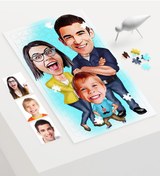 Resim Kişiye Özel Aile Karikatür 240 Parça A3 Puzzle - 1 