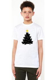 Resim Meowy Christmas Beyaz Çocuk Bisikletyaka Tshirt Beyaz 