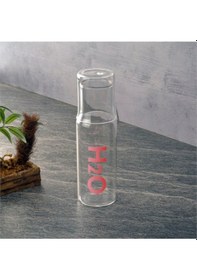 Resim Başucu Bardaklı Sürahi - Cam Başucu Sürahisi 600 Ml. Pembe 