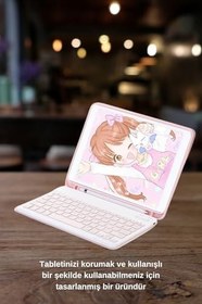 Resim Qpen Samsung Galaxy X800 Tab S8 Plus ile Uyumlu 12.4 inç Klavyeli Tablet Kılıf Pembe 