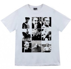 Resim Gazi Mustafa Kemal Atatürk Baskılı T-shirt BEYAZ 5XL 