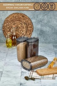 Resim 3'lü Set Sızdırmaz Vakum Kapaklı Oval Kristal Erzak Saklama Kabı, CANHH12212 