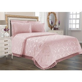 Resim Çeyiz Diyarı Jakarlı Şönil Yatak Örtüsü Pudra 