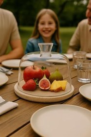 Resim Traverten 25 cm Cam Fanus 