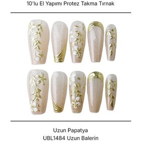 Resim 10'lu Ten Rengi Uzun Balerin Ubl1484 Tekrar Kullanılabilir El Yapımı Protez Takma Tırnak Xs 
