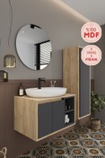 Resim BALNEOM Gül 70 Cm %100 Mdf Lavabolu Banyo Dolabı Ayna Alt Dolap Lavabo Boy Dolabı 