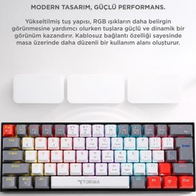 Resim Torima Oyuncu Klavyesi Rgb Işıklı Mekanik Şarjlı Kablosuz Blue Switch Q Klavye TK11 Beyaz 