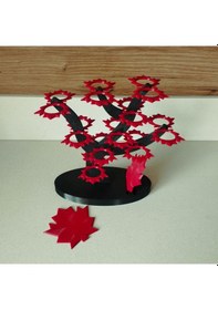 Resim Akçaağaç Dekoratif Kahve Kapsül Standı Ve 2 Adet Bardak Altlığı-çift Taraflı Kullanım-37 Mm Ve 46 Mm Kapsül Uyumlu-mavi Kırmızı 