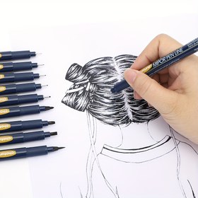 Resim Chotune Siyah MIPOR Kalem Seti: Sanat, Çizgi Romanlar ve Mimarlık Tasarımı İçin Su Geçirmez Mürekkep - Öğrenciler ve El Çizimi Tutkunları İçin İdeal 