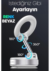 Resim 2li Magnetpro 360 Ayarlanabilir Araç İçi Masa Üstü Vakumlu Mıknatıslı Magsafe Telefon Tutucu Beyaz Beyaz 