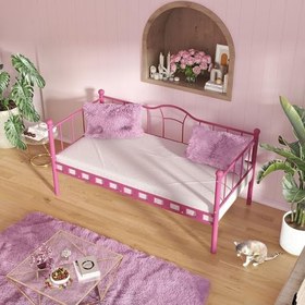 Resim Argimo Kamelya Sedir Metal Karyola (Pembe, 100x200) 