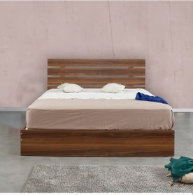 Resim Pasifichome Huga Çift Kişilik Ahşap Karyola Ceviz 140 Cm / Başlıklı Karyola 