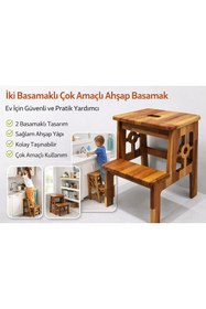 Resim DİNGODAWOODENWORK İki Basamaklı Çok Amaçlı Ahşap Basamak 