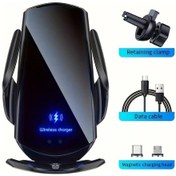 Resim Motion003 Manyetik Araba Kablosuz Sarj Standi Siyah Hava Vent Montaji Hizli Sarj Otomatik Sıkma 360 Dönebilir İphone Samsung Xiaomi İçin 