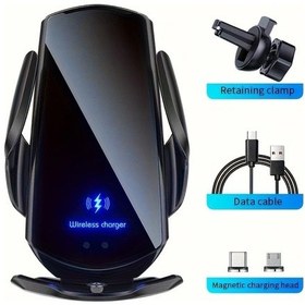 Resim Motion003 Manyetik Araba Kablosuz Sarj Standi Siyah Hava Vent Montaji Hizli Sarj Otomatik Sıkma 360 Dönebilir İphone Samsung Xiaomi İçin 