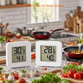 Resim 1 Adet Mini Dijital LCD Termometre Higrometre - Kompakt İç Mekan/Dış Mekan/Araç Termometresi ve Nem Ölçer, °C/°F Ekranlı, Pil ile Çalışan Sıcaklık Monitörü, Ev, Ofis, Kreş, Seracılık için - Para Pili Dahil, HVAC, Hava Temizleyici, İklim Kontrolü, Modern Estetik, Dayanıklı Plastik Kasa 
